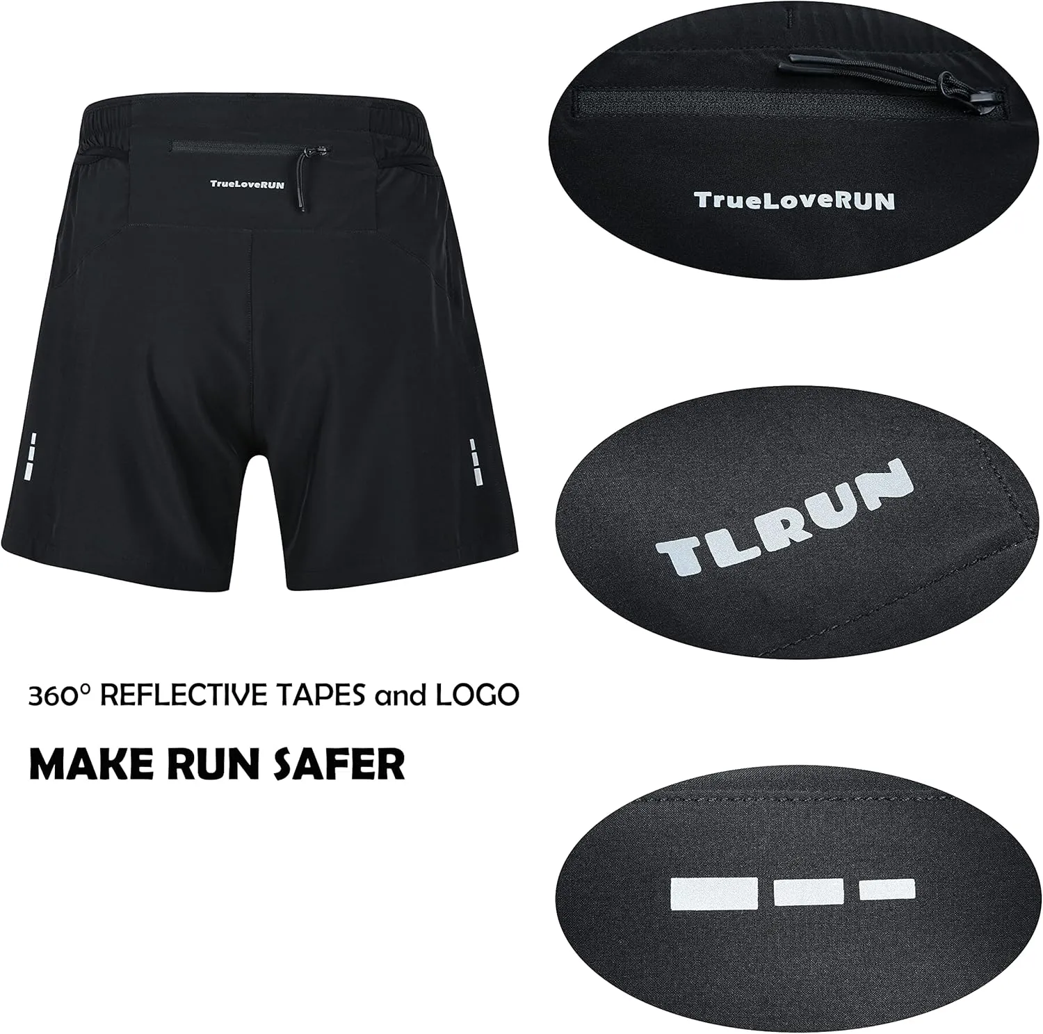 Men's Running Shorts 5 inch Ultra Lightweight with 5 Pockets Quick Dry Marathon Athletic Run Shorts Linerless