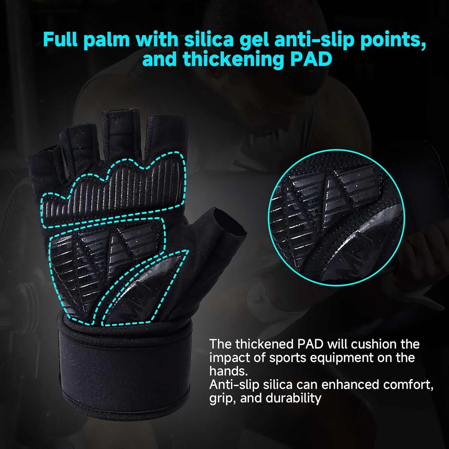 Mens Workout Gloves for Weight Lifting - Exercise Gloves for Men Women With Wrist Wrap Support, Palm Protection and Grips - Sport Daily Use
