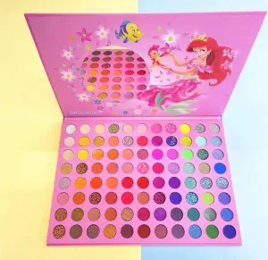 Mermaid Theme 88-Color Eyeshadow Palette, Pink Case with Glitter and Matte Shades