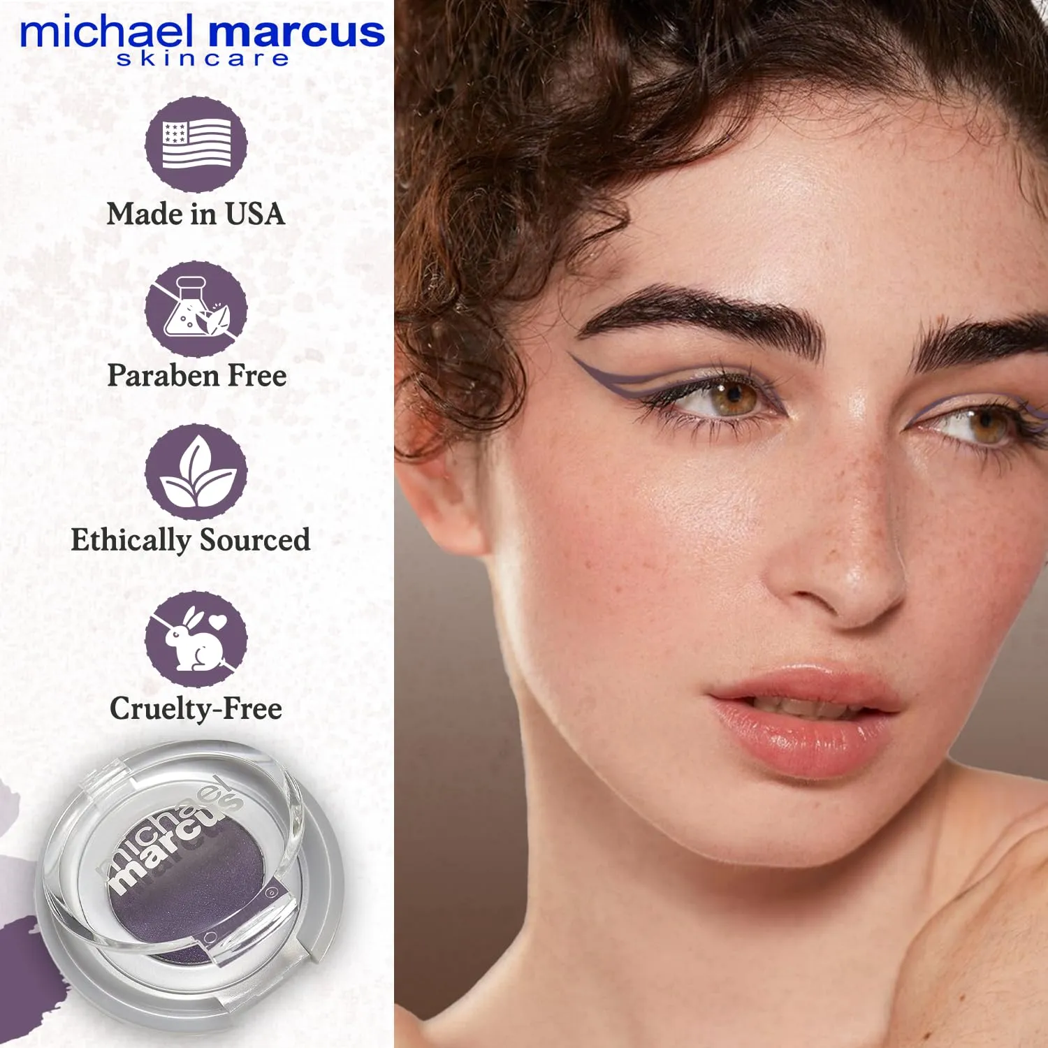 michael marcus Makeup Cake Eye Liner (Amethyst) - Water Activated Dry Pressed, Long-Lasting, Vibrant Color & Smudge Resistant Eyeliner - Cruelty & Paraben Free - For Beginner & Pro Makeup Artist