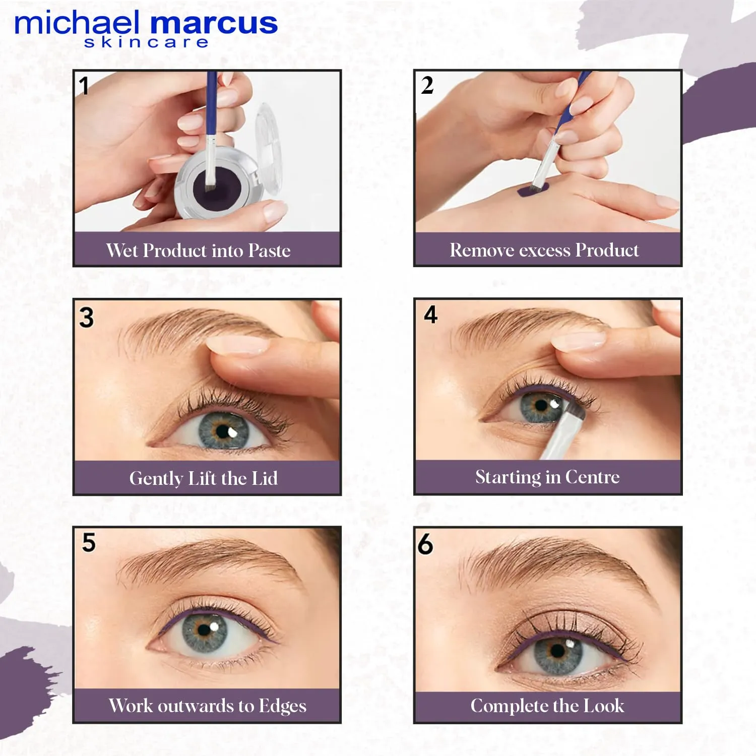 michael marcus Makeup Cake Eye Liner (Amethyst) - Water Activated Dry Pressed, Long-Lasting, Vibrant Color & Smudge Resistant Eyeliner - Cruelty & Paraben Free - For Beginner & Pro Makeup Artist