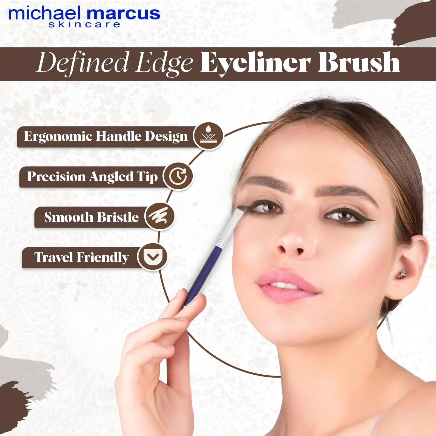 michael marcus Makeup Cake Eye Liner & Eyeliner Brush (Espresso) - Water Activated Dry Pressed, Long-Lasting & Smudge Resistant Eyeliner - Cruelty & Paraben Free - For Beginner & Pro Makeup Artist