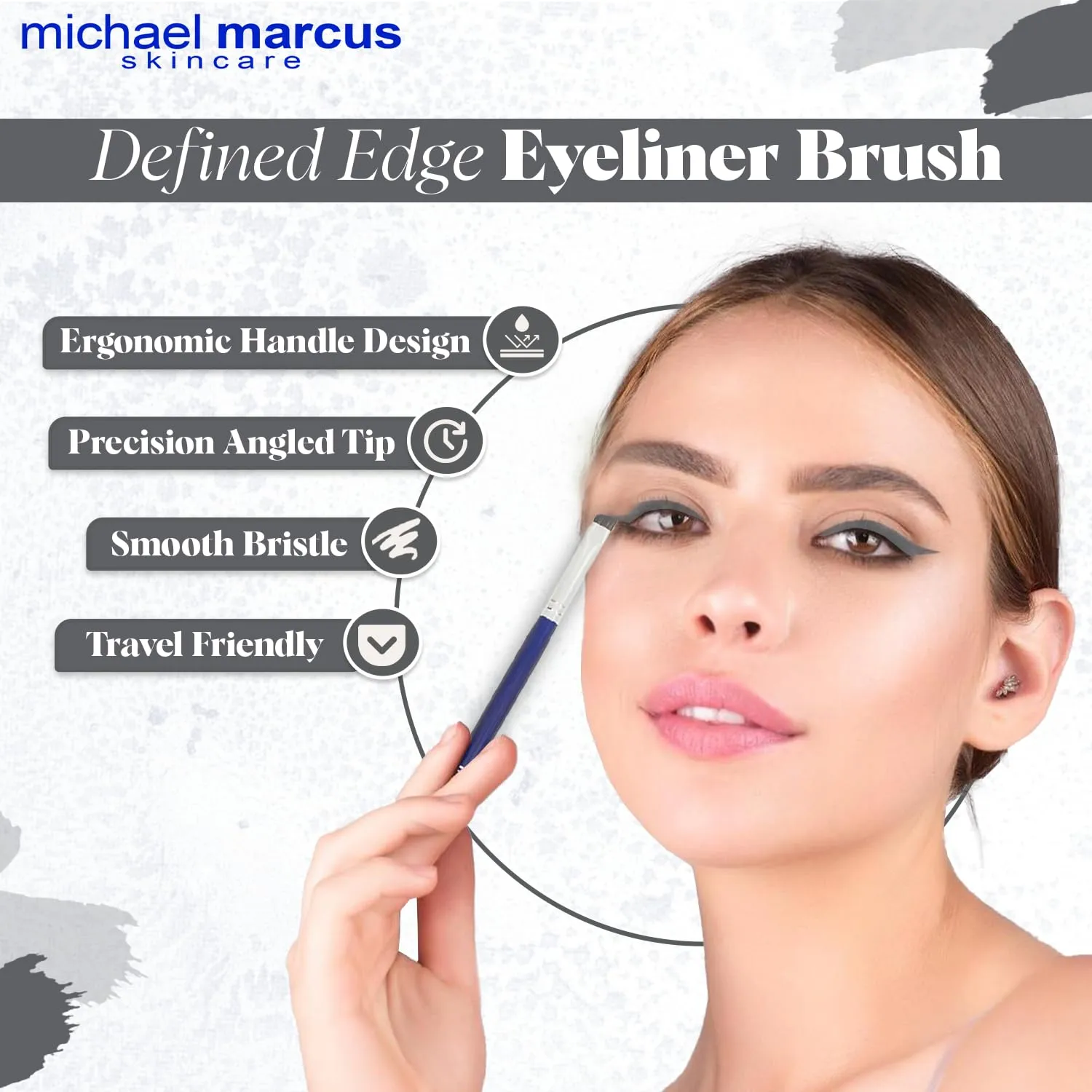 michael marcus Makeup Cake Eye Liner & Eyeliner Brush (Fantasia) - Water Activated Dry Pressed, Long-Lasting & Smudge Resistant Eyeliner - Cruelty & Paraben Free - For Beginner & Pro Makeup Artist