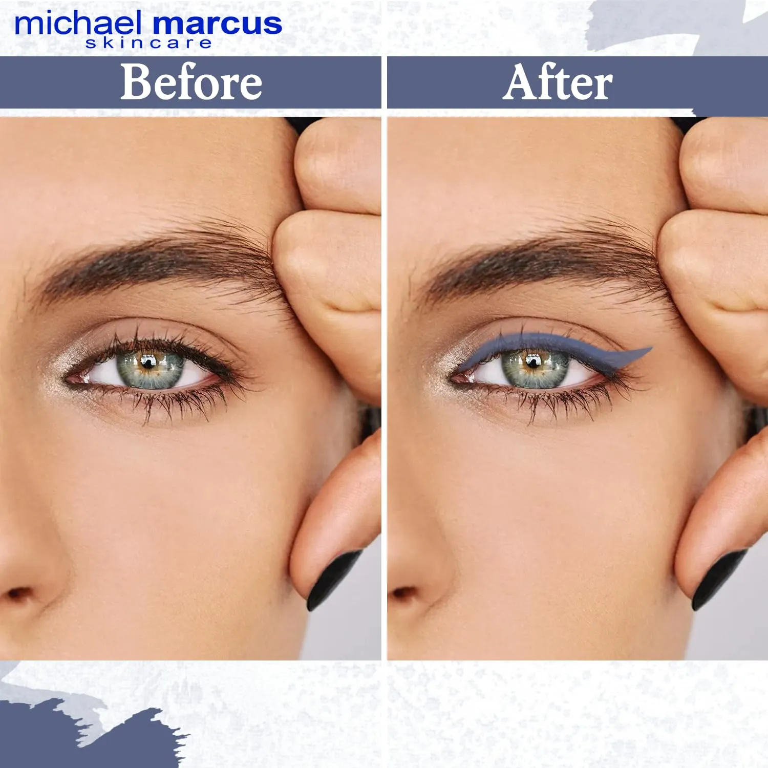 michael marcus Makeup Cake Eye Liner & Eyeliner Brush (Twilight) - Water Activated Dry Pressed, Long-Lasting & Smudge Resistant Eyeliner - Cruelty & Paraben Free - For Beginner & Pro Makeup Artist