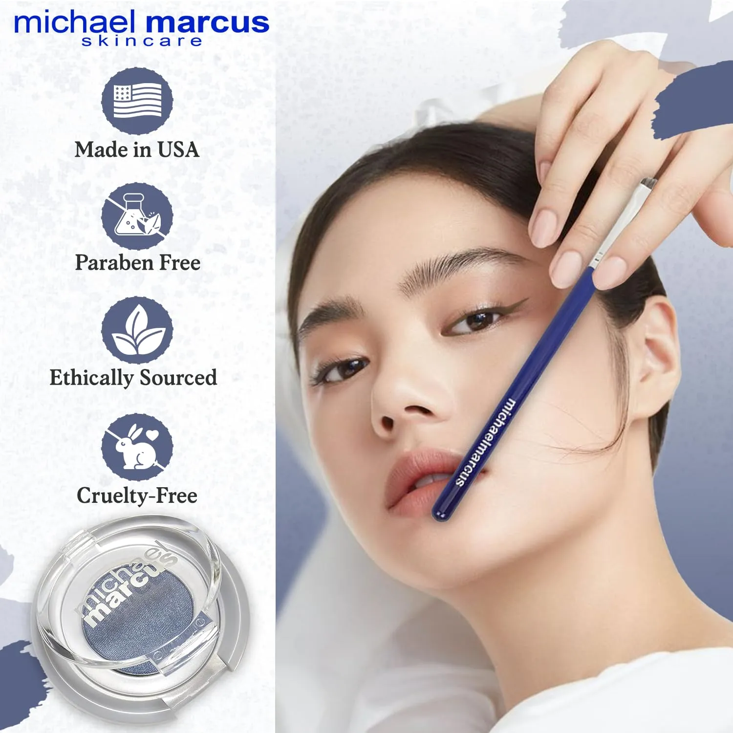 michael marcus Makeup Cake Eye Liner & Eyeliner Brush (Twilight) - Water Activated Dry Pressed, Long-Lasting & Smudge Resistant Eyeliner - Cruelty & Paraben Free - For Beginner & Pro Makeup Artist