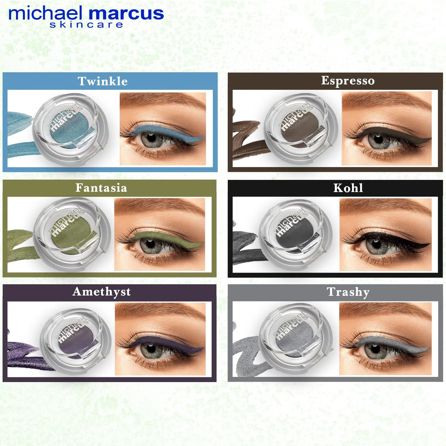 michael marcus Makeup Cake Eye Liner & Eyeliner Brush (Twinkle) - Water Activated Dry Pressed, Long-Lasting & Smudge Resistant Eyeliner - Cruelty & Paraben Free - For Beginner & Pro Makeup Artist