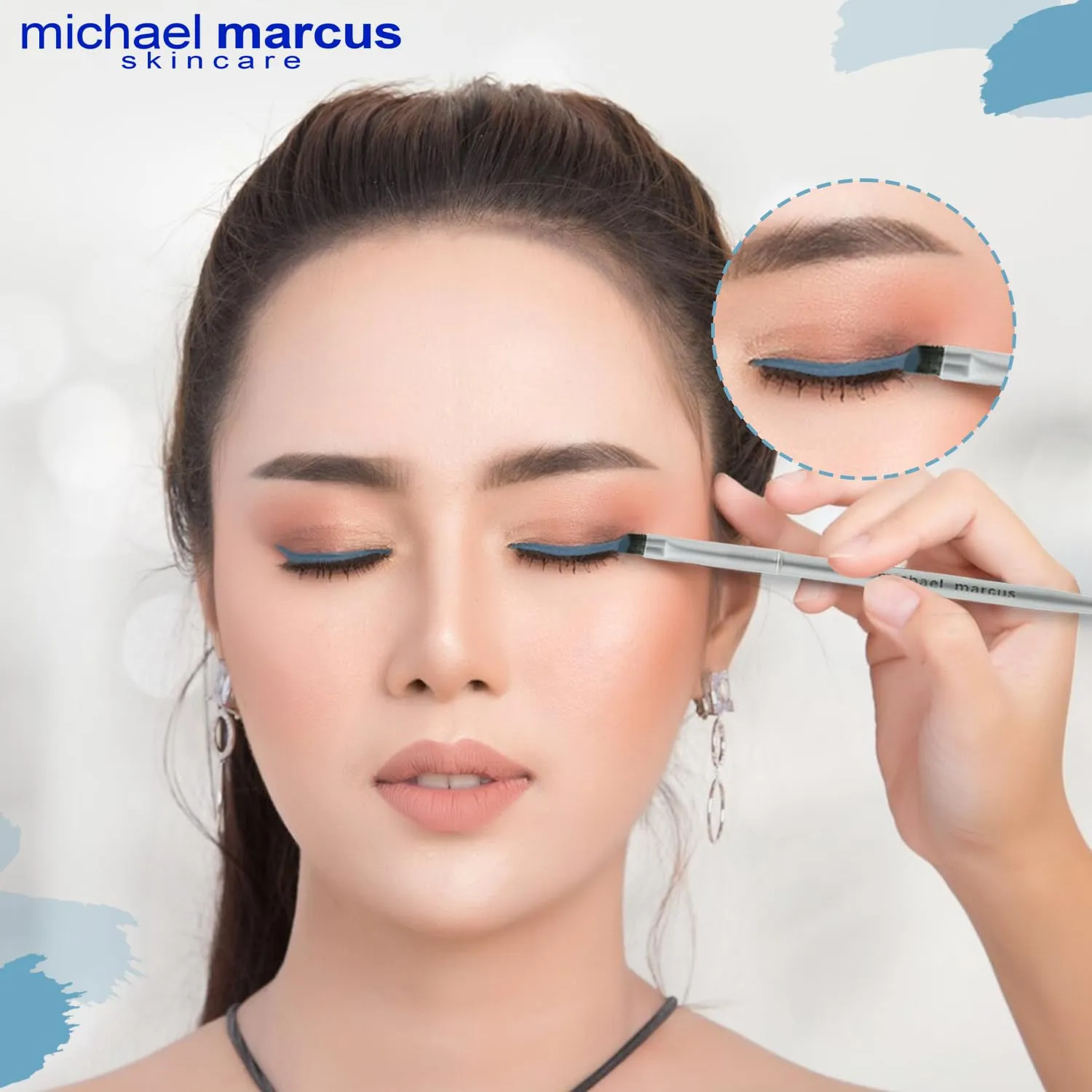 michael marcus Makeup Cake Eye Liner & Eyeliner Brush (Twinkle) - Water Activated Dry Pressed, Long-Lasting & Smudge Resistant Eyeliner - Cruelty & Paraben Free - For Beginner & Pro Makeup Artist
