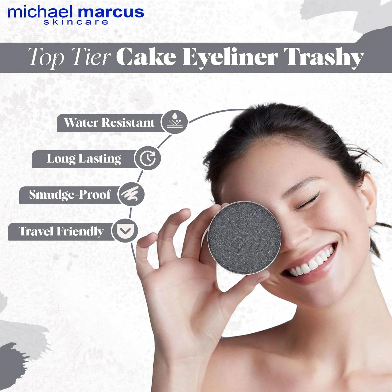 michael marcus Makeup Cake Eye Liner (Trashy) - Water Activated Dry Pressed, Long-Lasting, Vibrant Color & Smudge Resistant Eyeliner - Cruelty & Paraben Free - For Beginner & Pro Makeup Artist