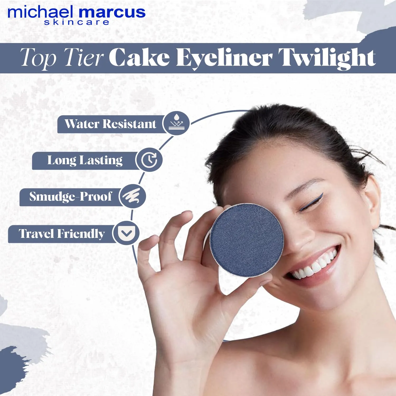 michael marcus Makeup Cake Eye Liner (Twilight) - Water Activated Dry Pressed, Long-Lasting, Vibrant Color & Smudge Resistant Eyeliner - Cruelty & Paraben Free - For Beginner & Pro Makeup Artist