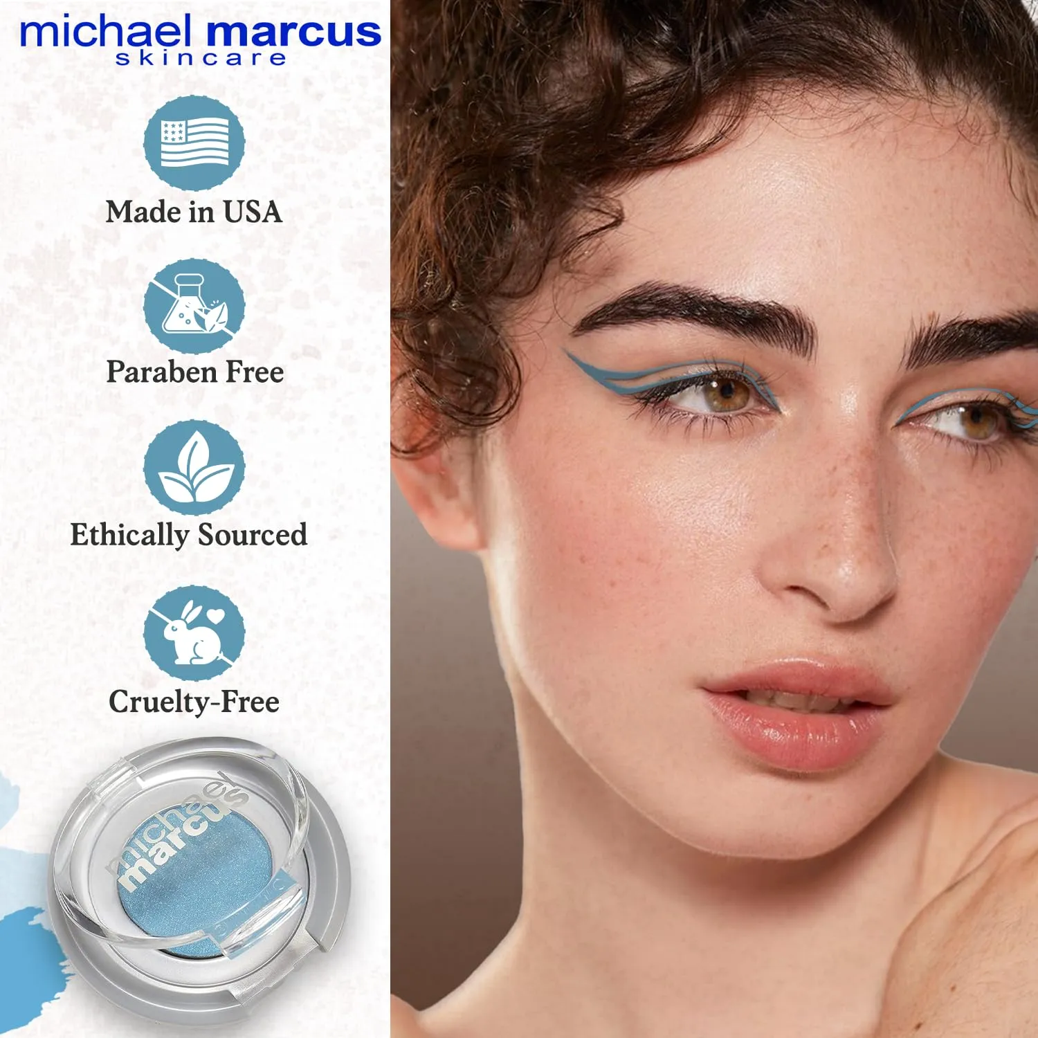 michael marcus Makeup Cake Eye Liner (Twinkle) - Water Activated Dry Pressed, Long-Lasting, Vibrant Color & Smudge Resistant Eyeliner - Cruelty & Paraben Free - For Beginner & Pro Makeup Artist