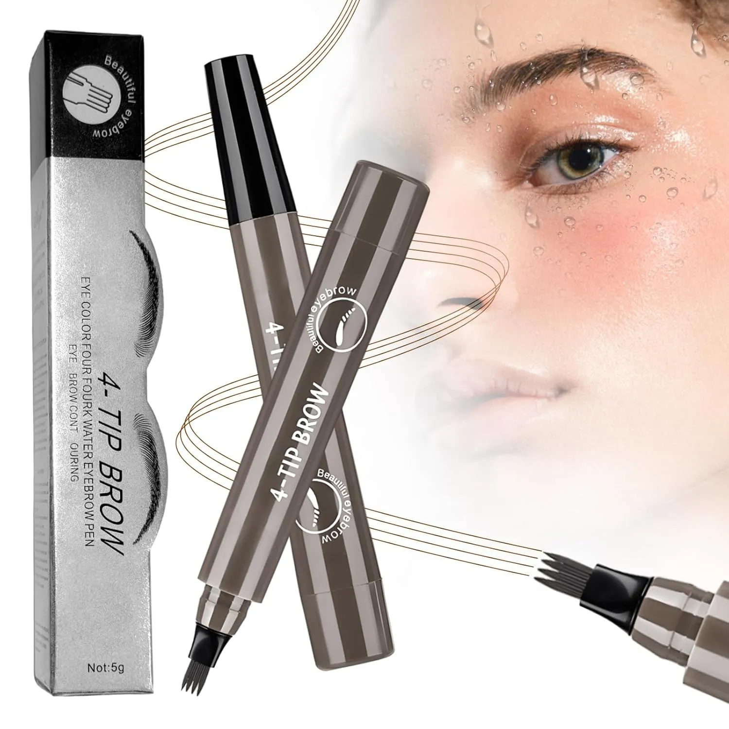Microblading Eyebrow Pencil for Women,Eyebrows Pencils for Natural-Looking with 4 Micro-Fork Tip,Waterproof Eye-brow Pencil Tattoo Eye Brow Pen,Eyebrow Pen for Men Women (Grey*1)