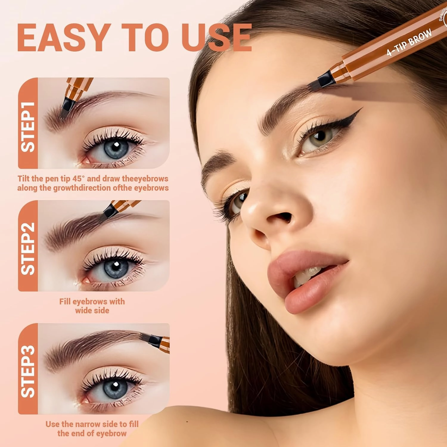 Microblading Eyebrow Pencil for Women Eyebrow Pen,Eyebrows Pencils for Natural-Looking with 4 Micro-Fork Tip,Women Waterproof Eye-brow Pencil Tattoo Eye Brow Pen (black*)