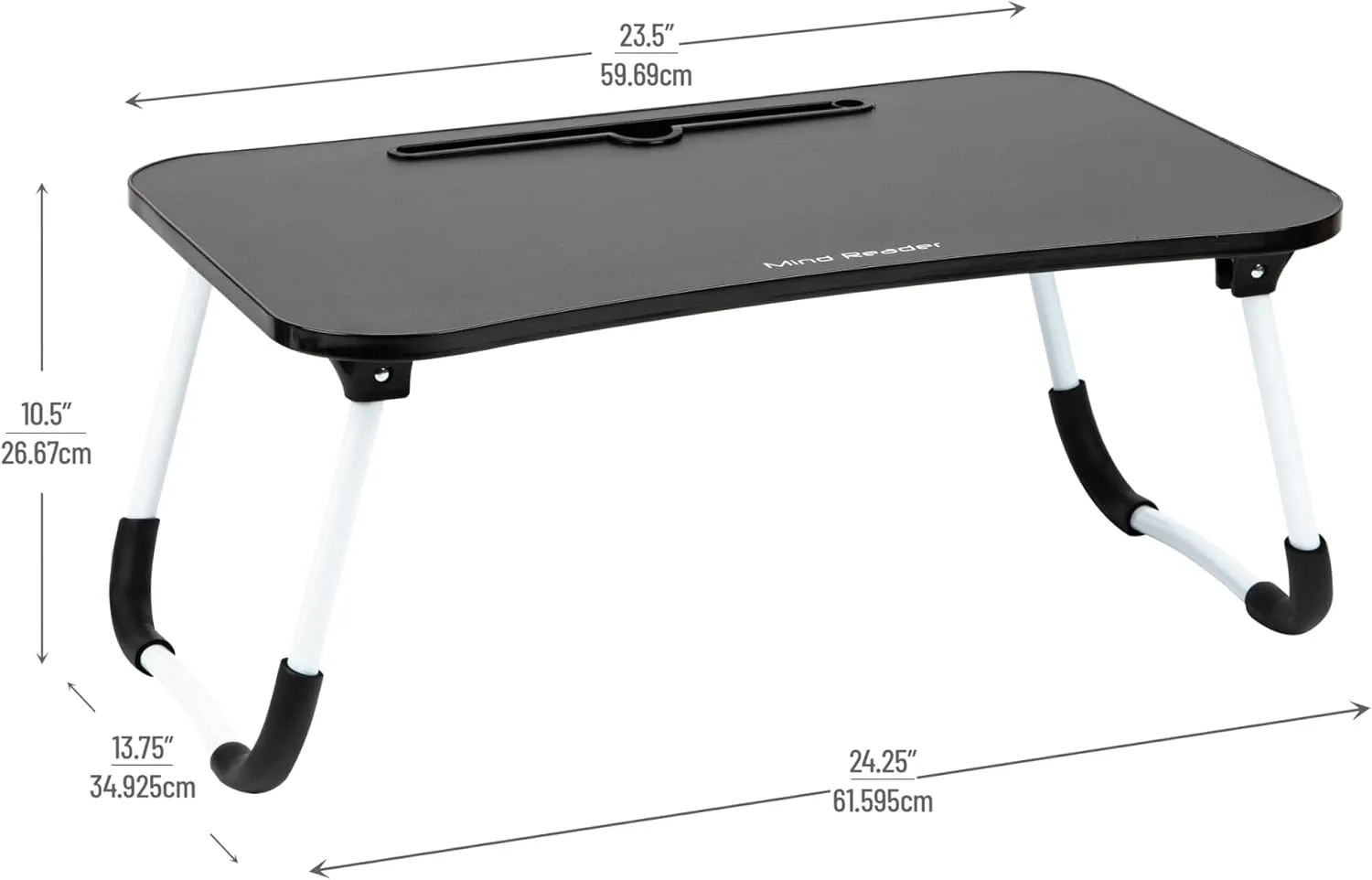 Mind Reader Lap Desk Laptop Stand, Bed Tray, Folding Legs, Couch Table, Portable, MDF, 23.25" L x 13.75" W x 10.5" H, Black