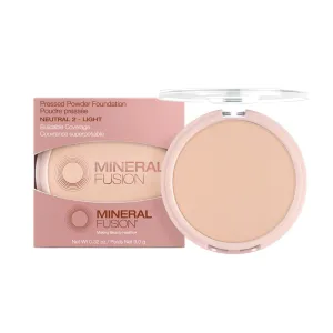 Mineral Fusion Pressed Powder Foundation, Neutral 2 - Fair/Med Skin w/Neutral Undertones, Age Defying Foundation Makeup with Matte Finish, Talc Free Face Powder, Hypoallergenic, Cruelty-Free, 0.32 Oz