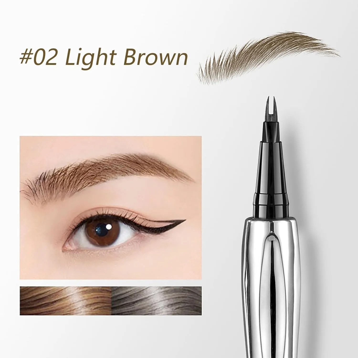 Misiou Beauty premium bifurcated water eyebrow pencil - waterproof eyeliner pencil for precise application in brown and black shades (#02 Light Brown)