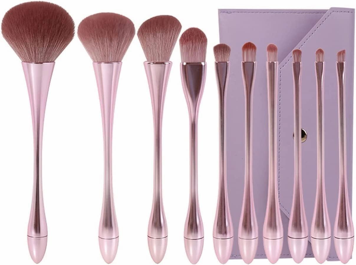 MIXIA 10 Pcs Makeup Brushes Set Powder Foundation Eyeshadow Eyeliner Lip Contour Concealer Smudge Brush Tool Ideal Gift