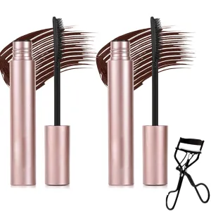 Mkry Mascara, Mascara, Tubing Mascaras Black & Brown for Lash Makeup, Lengthening and Curling, Smudge Proof Long Lasting and Waterproof (2PCS Brown)