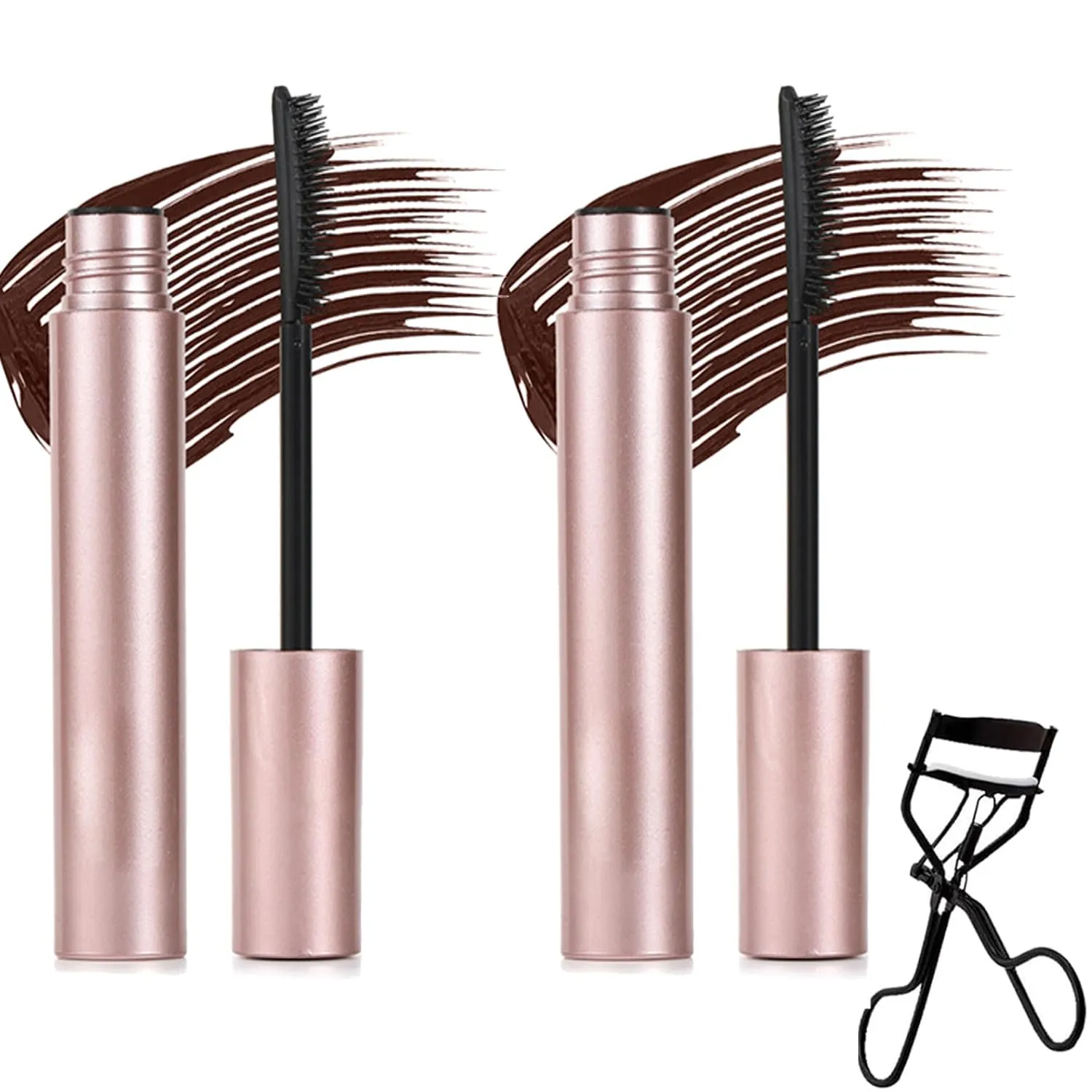 Mkry Mascara, Mascara, Tubing Mascaras Black & Brown for Lash Makeup, Lengthening and Curling, Smudge Proof Long Lasting and Waterproof (2PCS Brown)