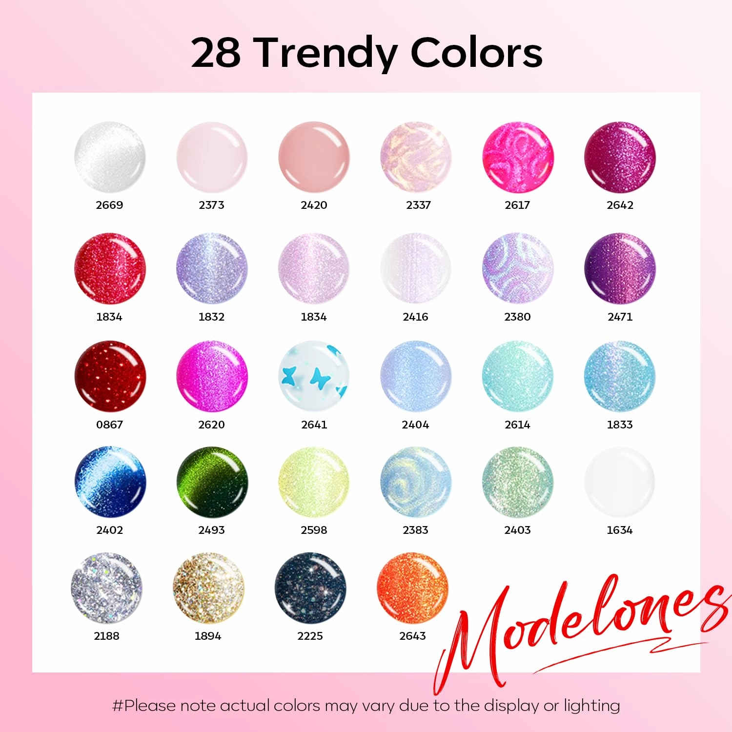 Modelones 32 PCS Summer Gel Nail Polish Set, 28 Colors Glitter Cat Eye Jelly Pearl Chameleon Gel Polish with Magnet, No Wipe Base Coat, Glitter & Glossy & Matte Top Coat Soak Off Nail Art Kit