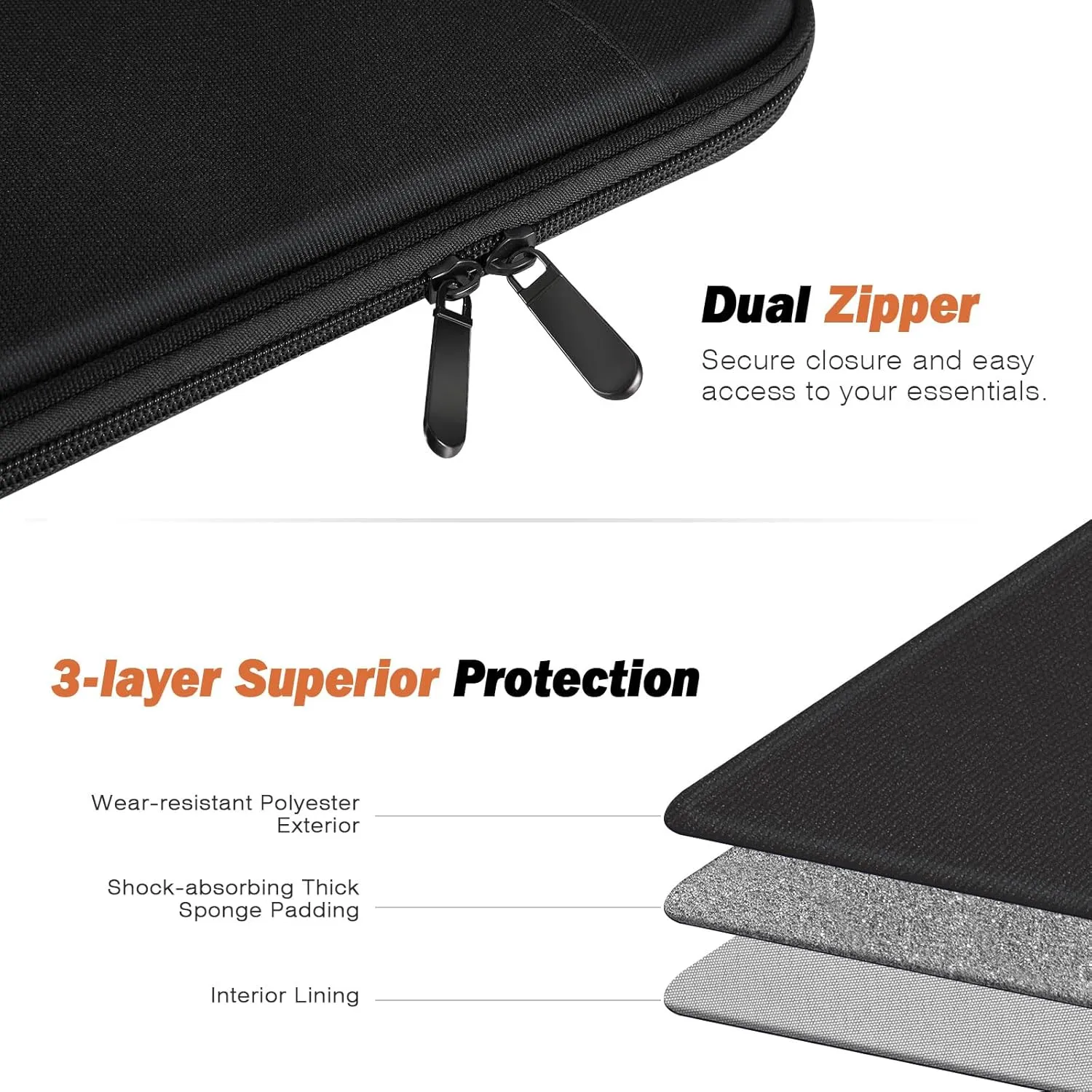 MoKo 6-7" Kindle Sleeve Bag for 7" Kindle Colorsoft Signature Edition, All-New 6" Kindle 11th Gen 2022/10th Gen 2019/8th Gen 2016, 6.8" Kindle Paperwhite 11th/10th Gen 2021/2018, Black