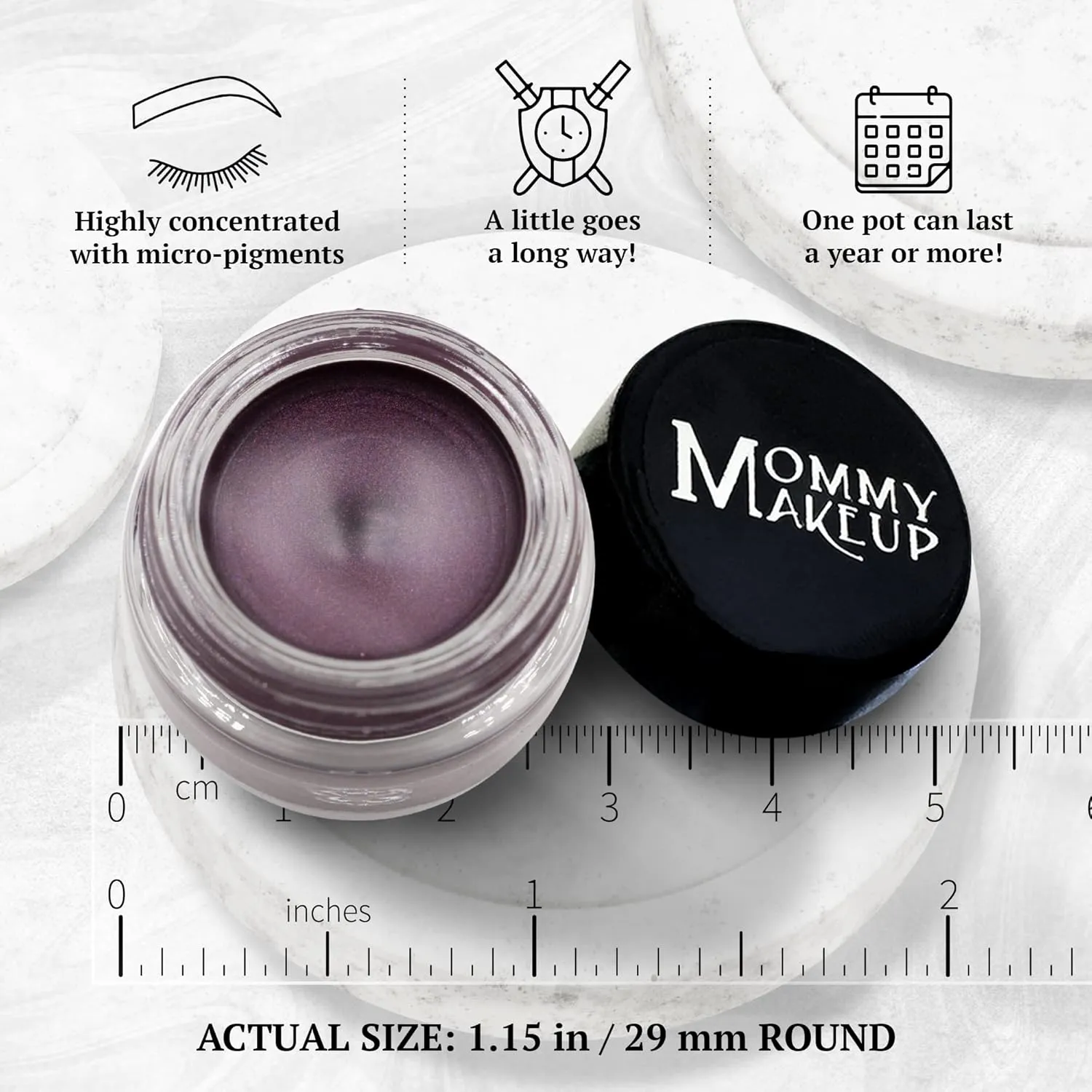 Mommy Makeup Waterproof Stay Put Gel Eyeliner Pot with Semi Permanent Micropigments - Long Lasting, Highly Pigmented Eye Liner, 0.14 oz (Amethyst)