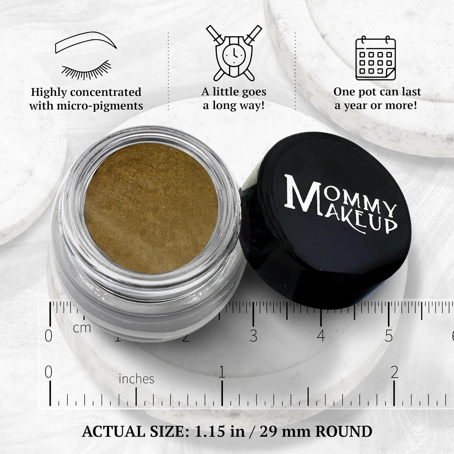 Mommy Makeup Waterproof Stay Put Gel Eyeliner Pot with Semi Permanent Micropigments - Long Lasting, Highly Pigmented Eye Liner, 0.14 oz (Olive It Up)