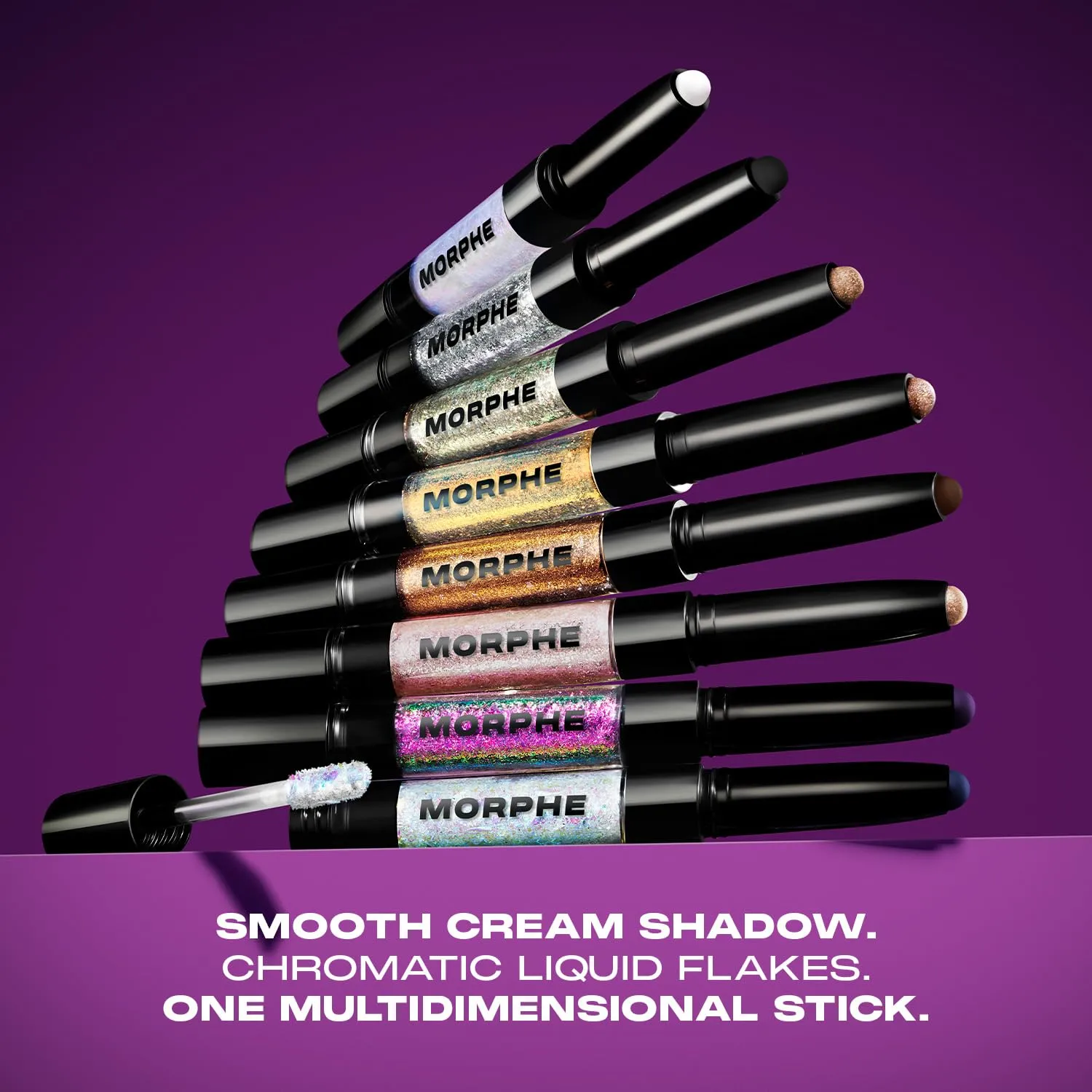 Morphe Mixed Signals Dual-Ended Eyeshadow Stick - Cream Eyeshadow Pigment & Chrome Liquid Flakes for Bold, Layered Eye Makeup Looks - BFF/FWB (0.96 oz)