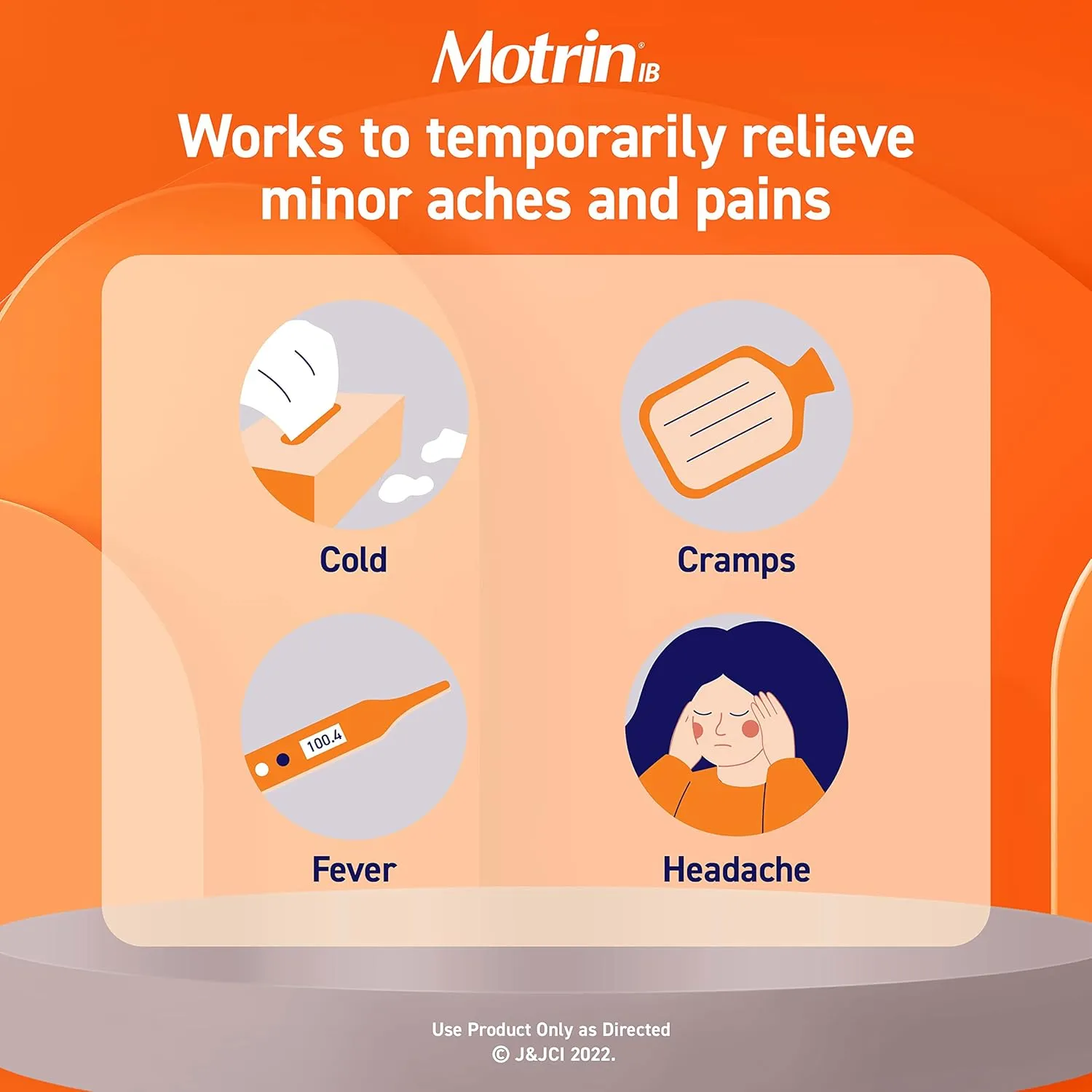 Motrin IB Liquid Gels with 200mg Ibuprofen per Caplet, Pain Reliever & Fever Reducer for Adults, Relief from Minor Arthritis Pain, Muscle Aches, Headache, Menstrual Cramps & Backache, 120 ct