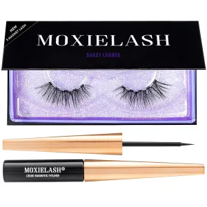 MoxieLash Sassy Kit - Mini Liquid Magnetic Eyeliner for Magnetic Eyelashes - No Glue & Mess Free - Fast & Easy Application - Set of Sassy Lashes & Instruction Card Included (Sassy Lash Kit)