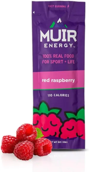 MUIR Red Raspberry Energy Gel for Runners - 10 Pack | Organic Real Food Endurance Gel | Fast-Burning, Vegan, Paleo, Non-GMO, Gluten-Free | Clean Energy for Running, Cycling, and Marathon Training