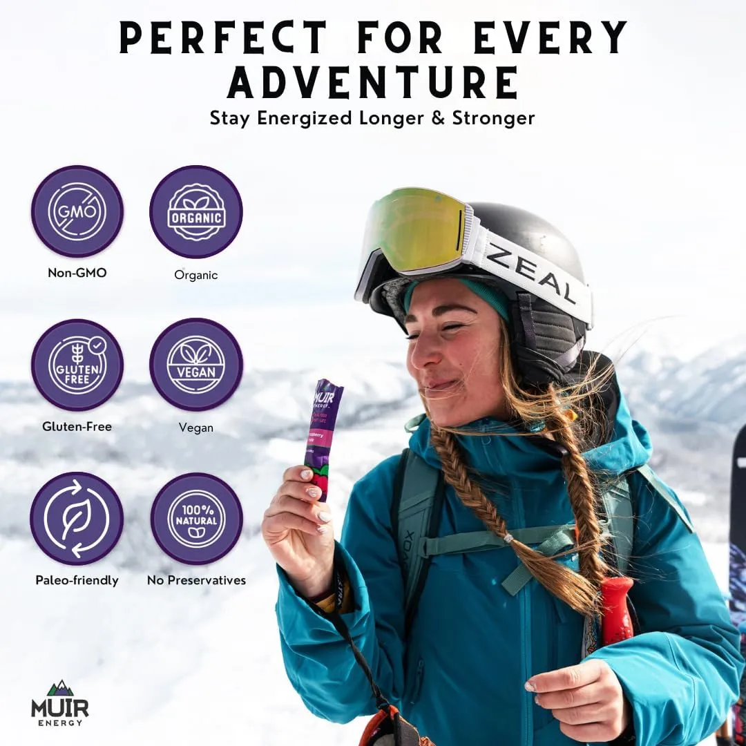 MUIR Red Raspberry Energy Gel for Runners - 10 Pack | Organic Real Food Endurance Gel | Fast-Burning, Vegan, Paleo, Non-GMO, Gluten-Free | Clean Energy for Running, Cycling, and Marathon Training