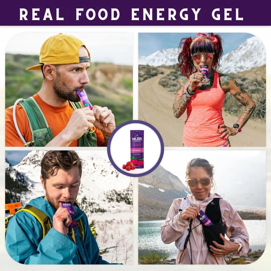 MUIR Red Raspberry Energy Gel for Runners - 10 Pack | Organic Real Food Endurance Gel | Fast-Burning, Vegan, Paleo, Non-GMO, Gluten-Free | Clean Energy for Running, Cycling, and Marathon Training