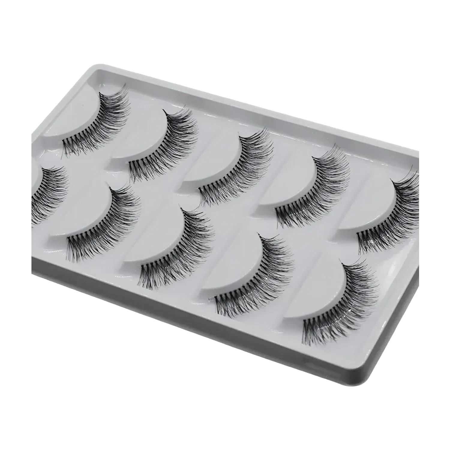 Natural Look Clear Band False Eyelashes – 5 Pairs Wispy Lightweight Strip Lashes, Soft Reusable Long Eyelashes for Daily Eye Makeup
