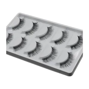 Natural Look Clear Band False Eyelashes – 5 Pairs Wispy Lightweight Strip Lashes, Soft Reusable Long Eyelashes for Daily Eye Makeup