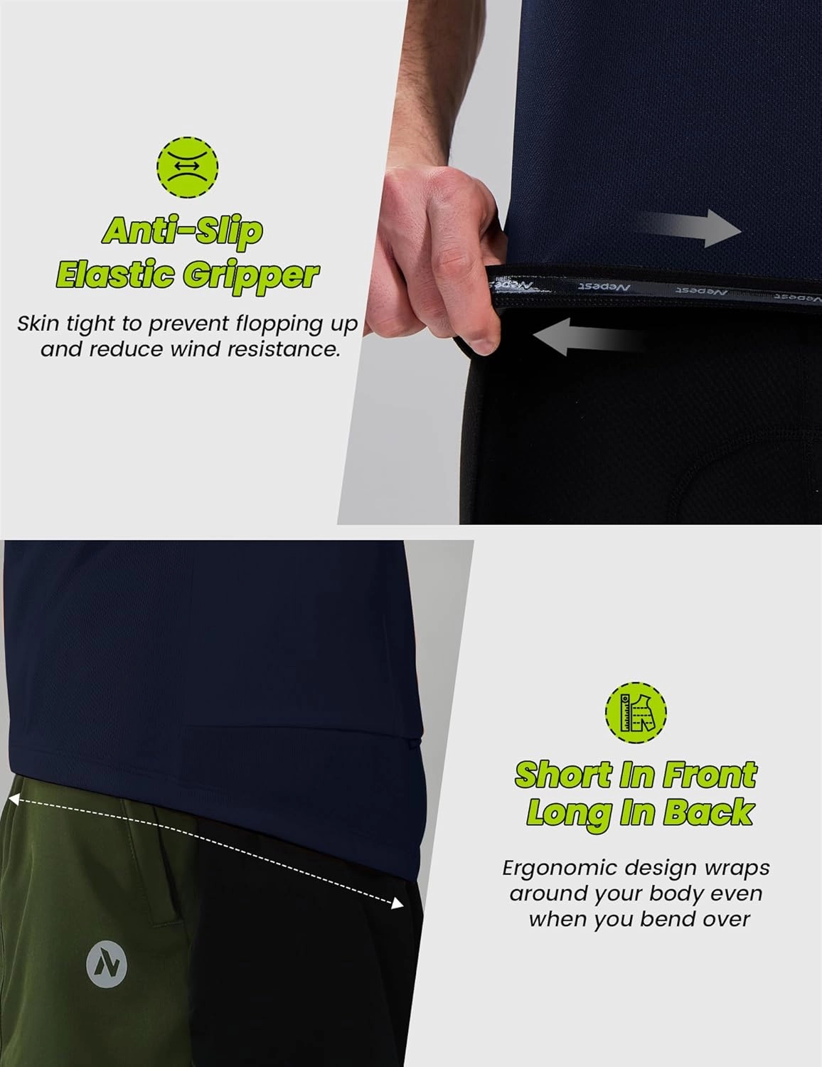 Nepest Cycling Jersey Men Short Sleeve Bike Shirts with 4 Rear Pockets Moisture Wicking Half Zip Road & Mountain Biking