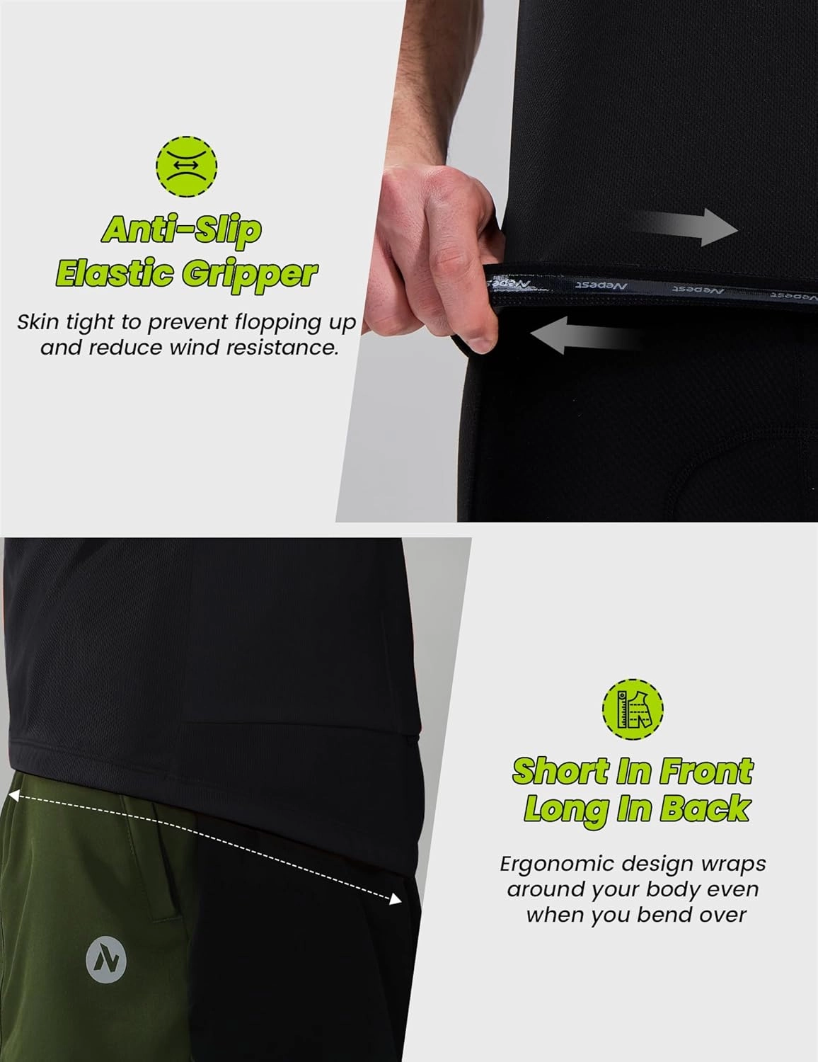 Nepest Cycling Jersey Men Short Sleeve Bike Shirts with 4 Rear Pockets Moisture Wicking Half Zip Road & Mountain Biking