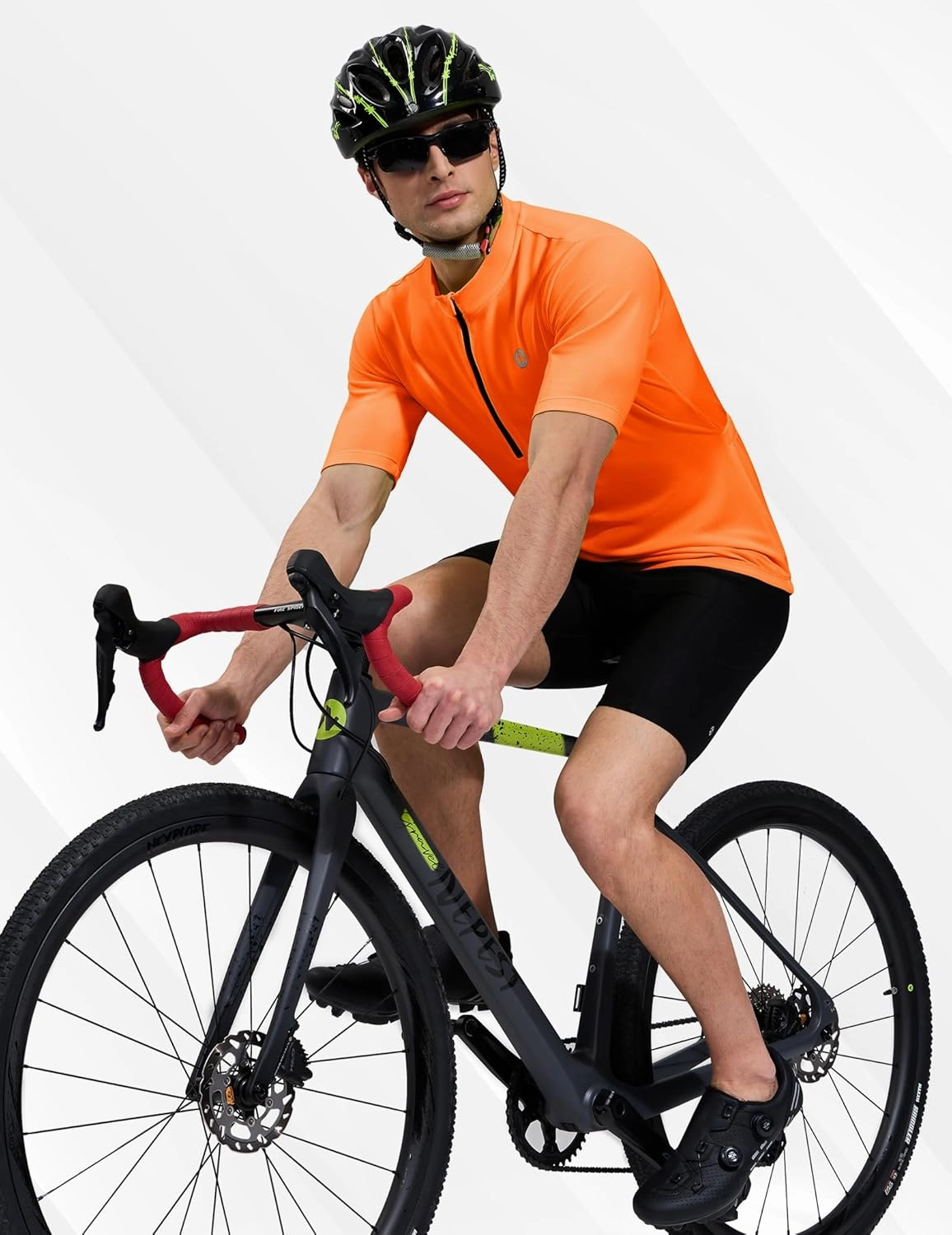 Nepest Cycling Jersey Men Short Sleeve Bike Shirts with 4 Rear Pockets Moisture Wicking Half Zip Road & Mountain Biking