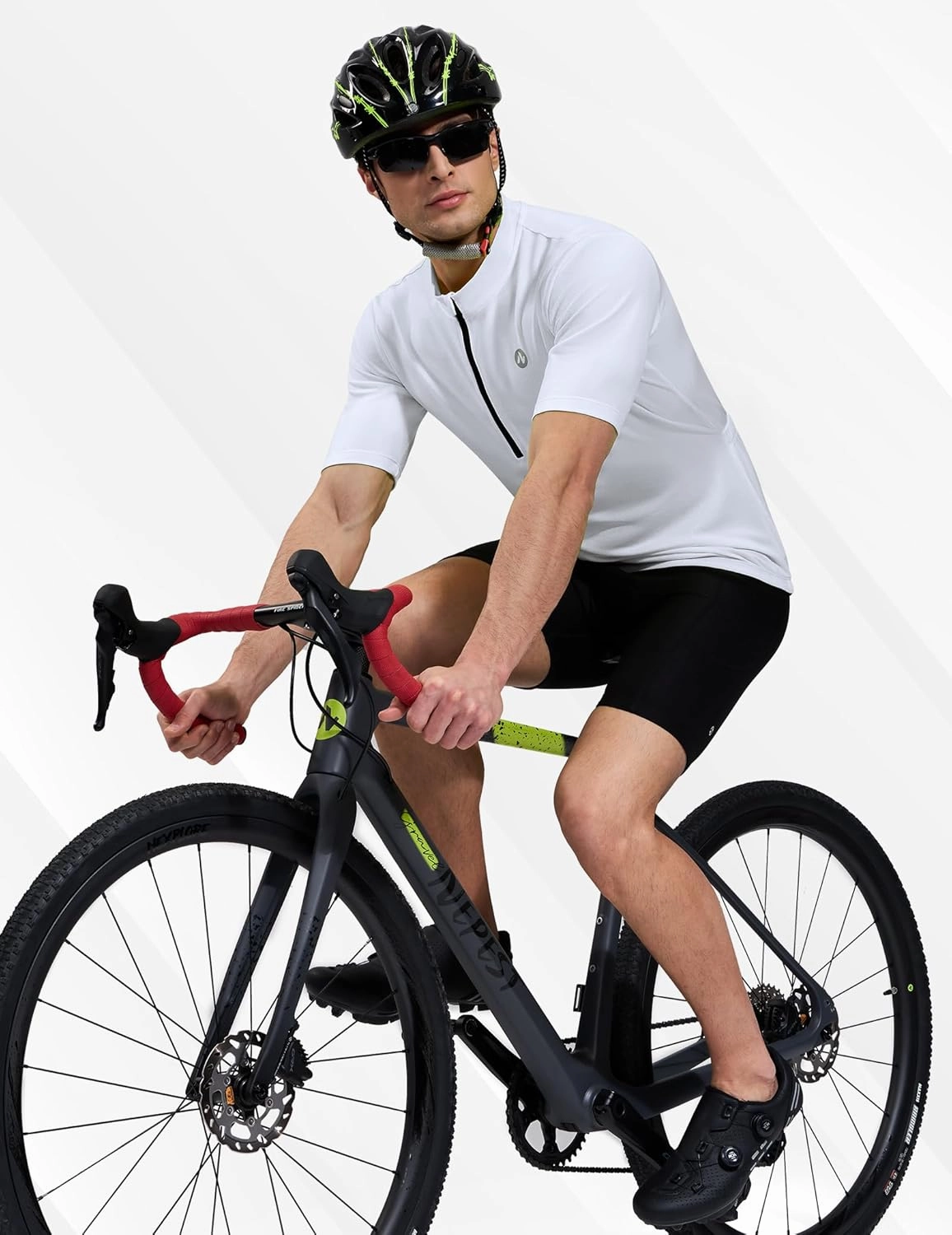 Nepest Cycling Jersey Men Short Sleeve Bike Shirts with 4 Rear Pockets Moisture Wicking Half Zip Road & Mountain Biking