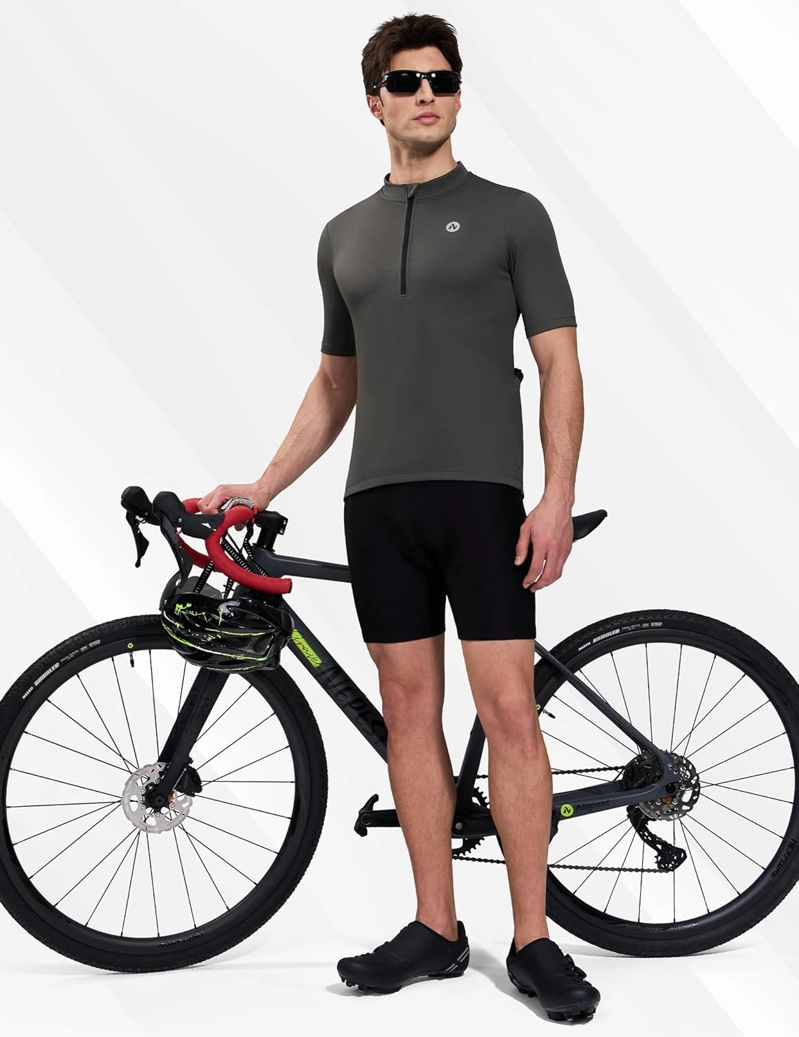Nepest Cycling Jersey Men Short Sleeve Bike Shirts with 4 Rear Pockets Moisture Wicking Half Zip Road & Mountain Biking