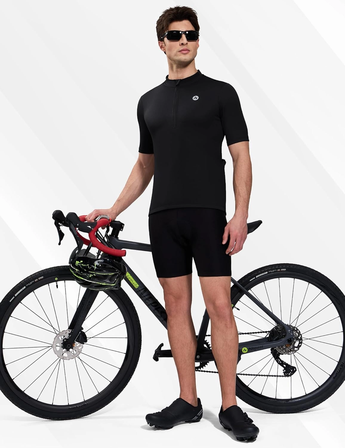 Nepest Cycling Jersey Men Short Sleeve Bike Shirts with 4 Rear Pockets Moisture Wicking Half Zip Road & Mountain Biking