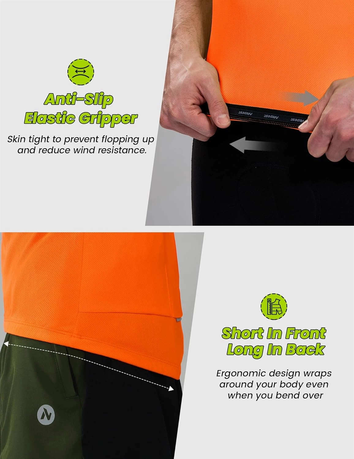 Nepest Cycling Jersey Men Short Sleeve Bike Shirts with 4 Rear Pockets Moisture Wicking Half Zip Road & Mountain Biking