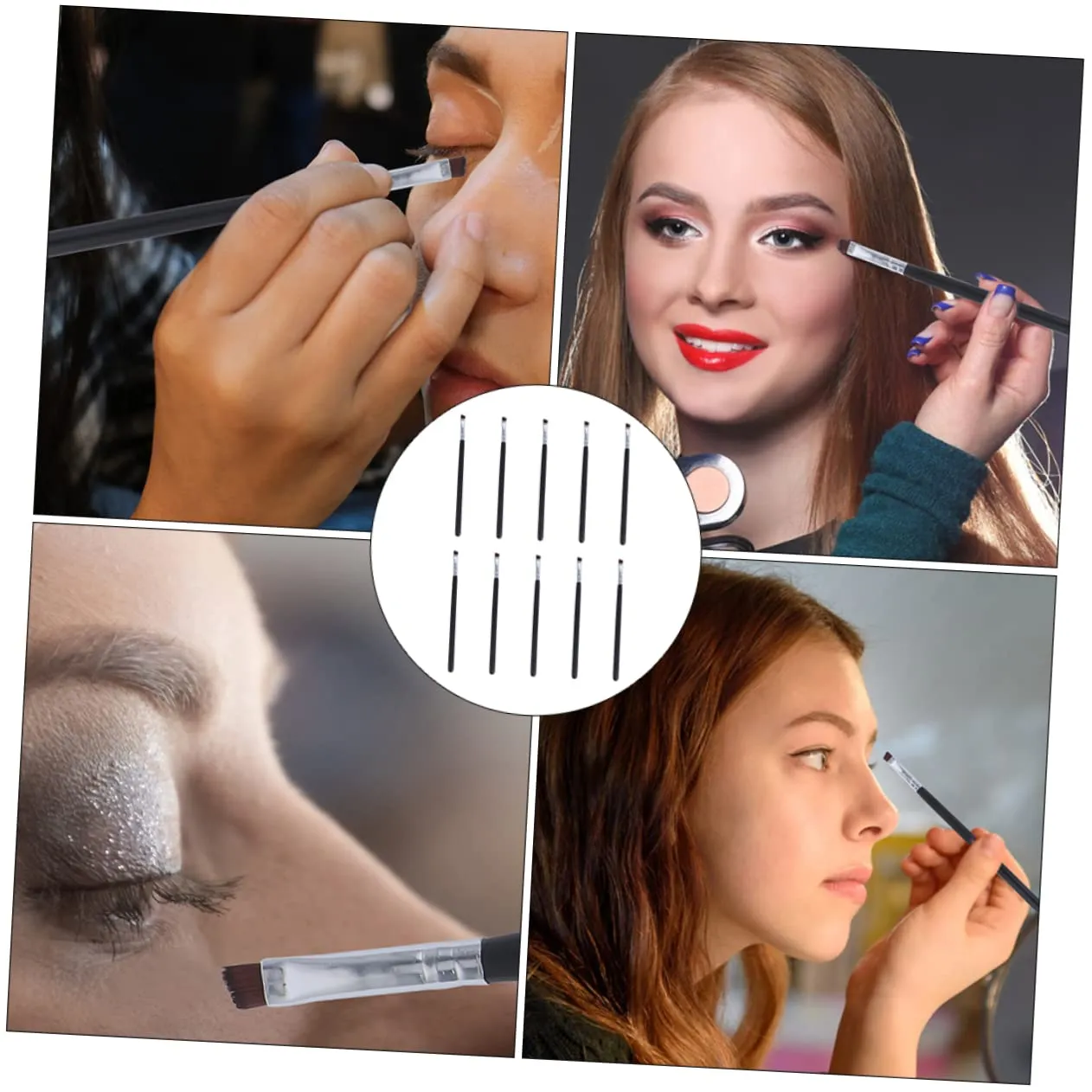 NOLITOY 30pcs Eyeliner and Eyebrow Brush Angled Makeup Tools for Precision Application for Daily Use for Beginners and Professionals