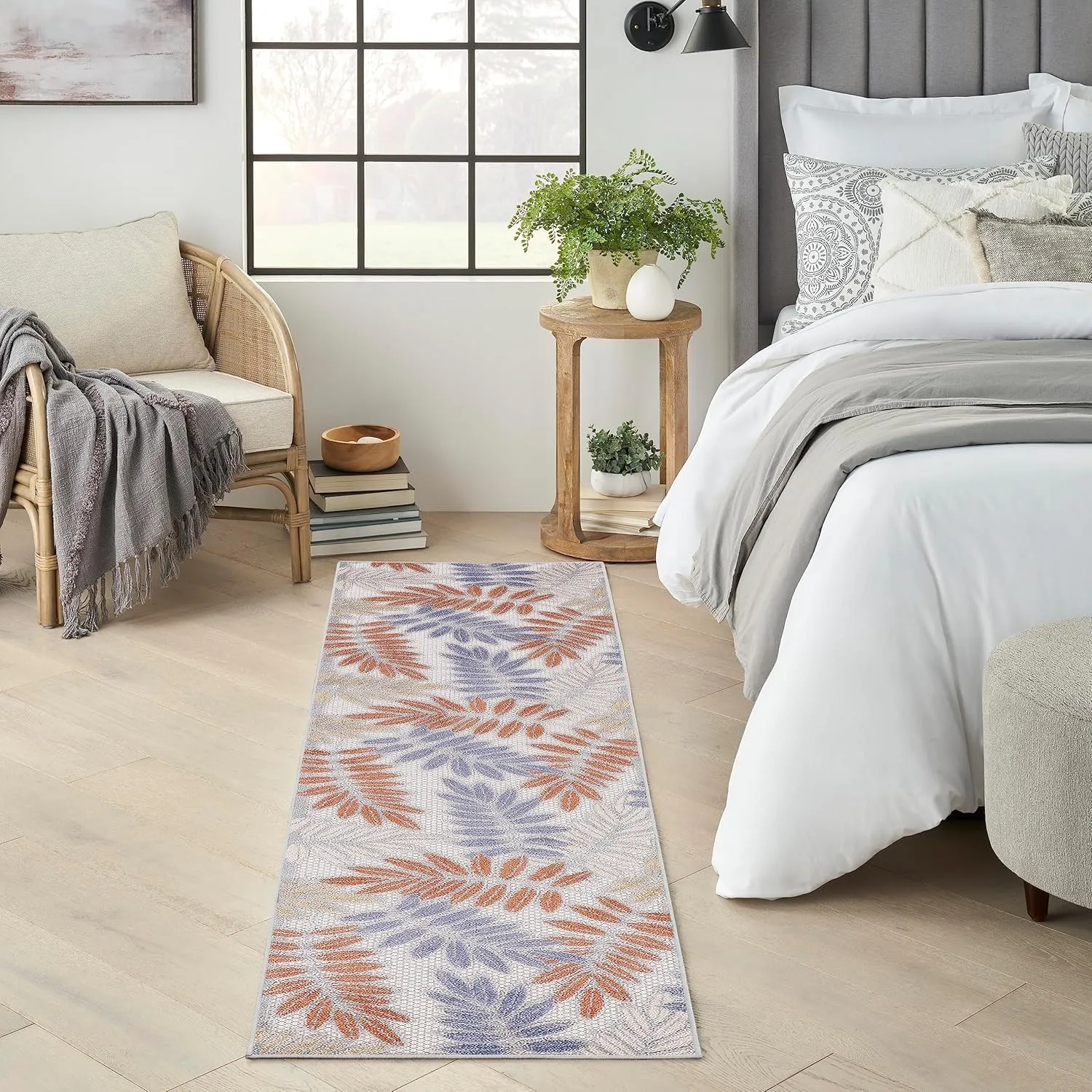 Nourison Aloha Indoor/Outdoor Blue Mocha 2'3" x 8' Area Rug, Easy Cleaning, Non Shedding, Bed Room, Living Room, Dining Room, Backyard, Deck, Patio (2x8)