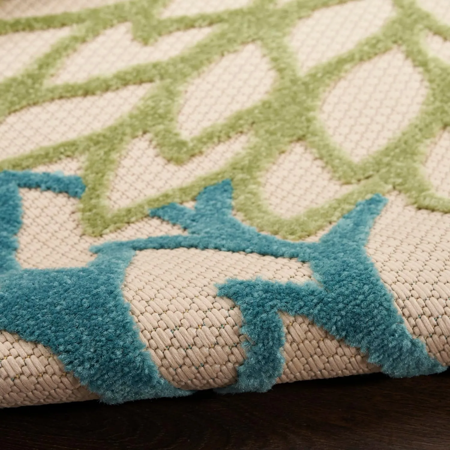 Nourison Aloha Indoor/Outdoor Green Multicolor 2'3" x 8' Area Rug, Easy-Cleaning, Non Shedding, Bed Room, Living Room, Dining Room, Backyard, Patio, Deck (2x8)