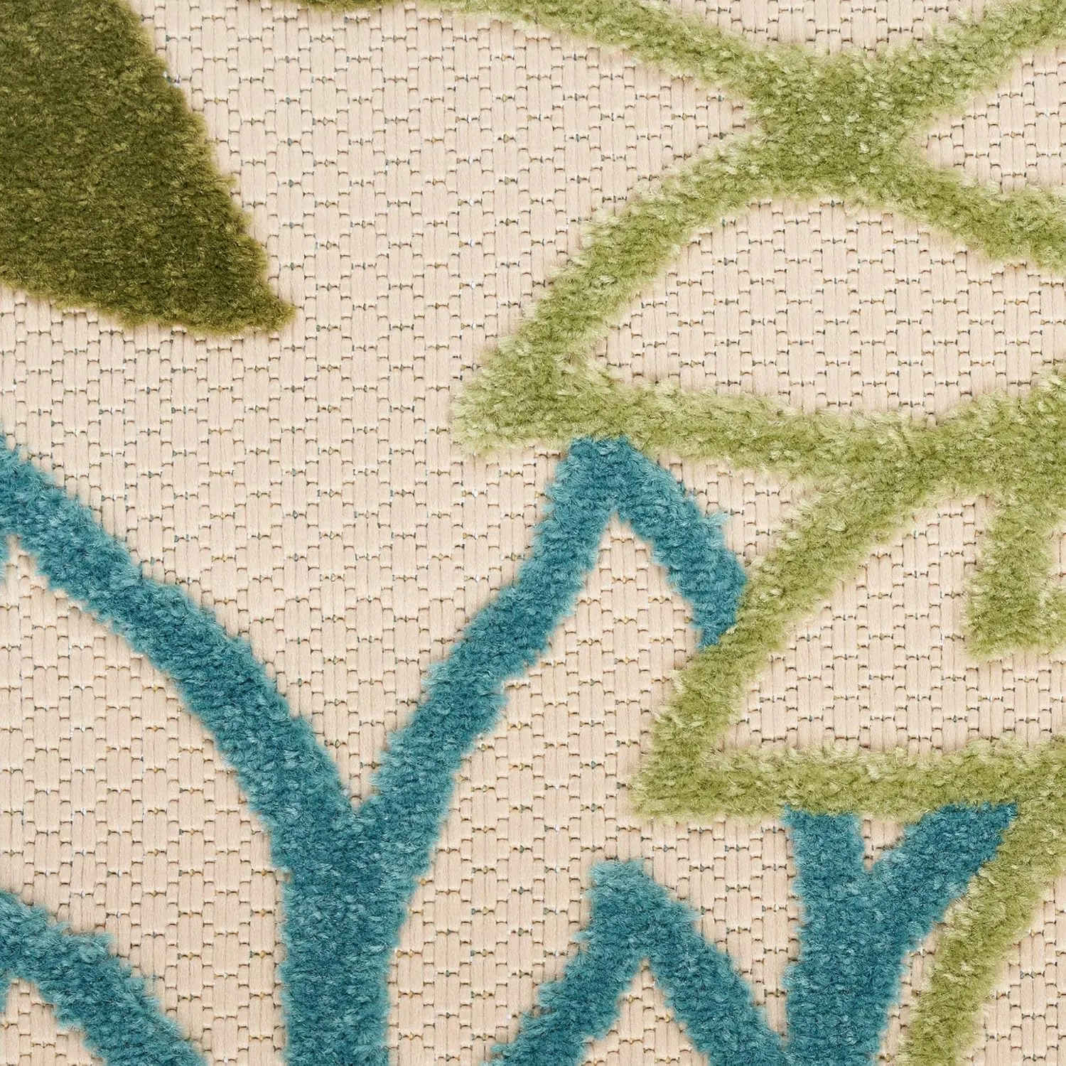 Nourison Aloha Indoor/Outdoor Green Multicolor 2'3" x 8' Area Rug, Easy-Cleaning, Non Shedding, Bed Room, Living Room, Dining Room, Backyard, Patio, Deck (2x8)