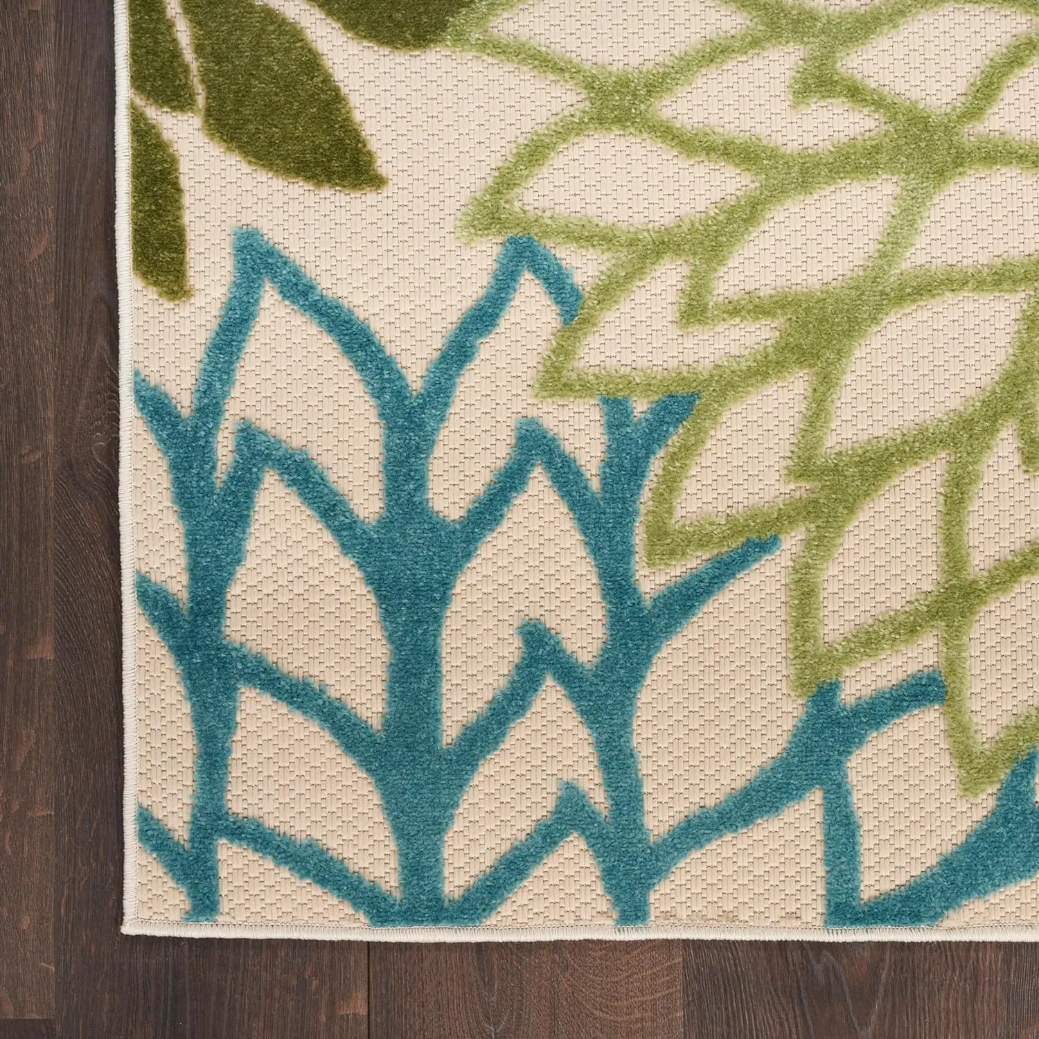 Nourison Aloha Indoor/Outdoor Green Multicolor 2'3" x 8' Area Rug, Easy-Cleaning, Non Shedding, Bed Room, Living Room, Dining Room, Backyard, Patio, Deck (2x8)