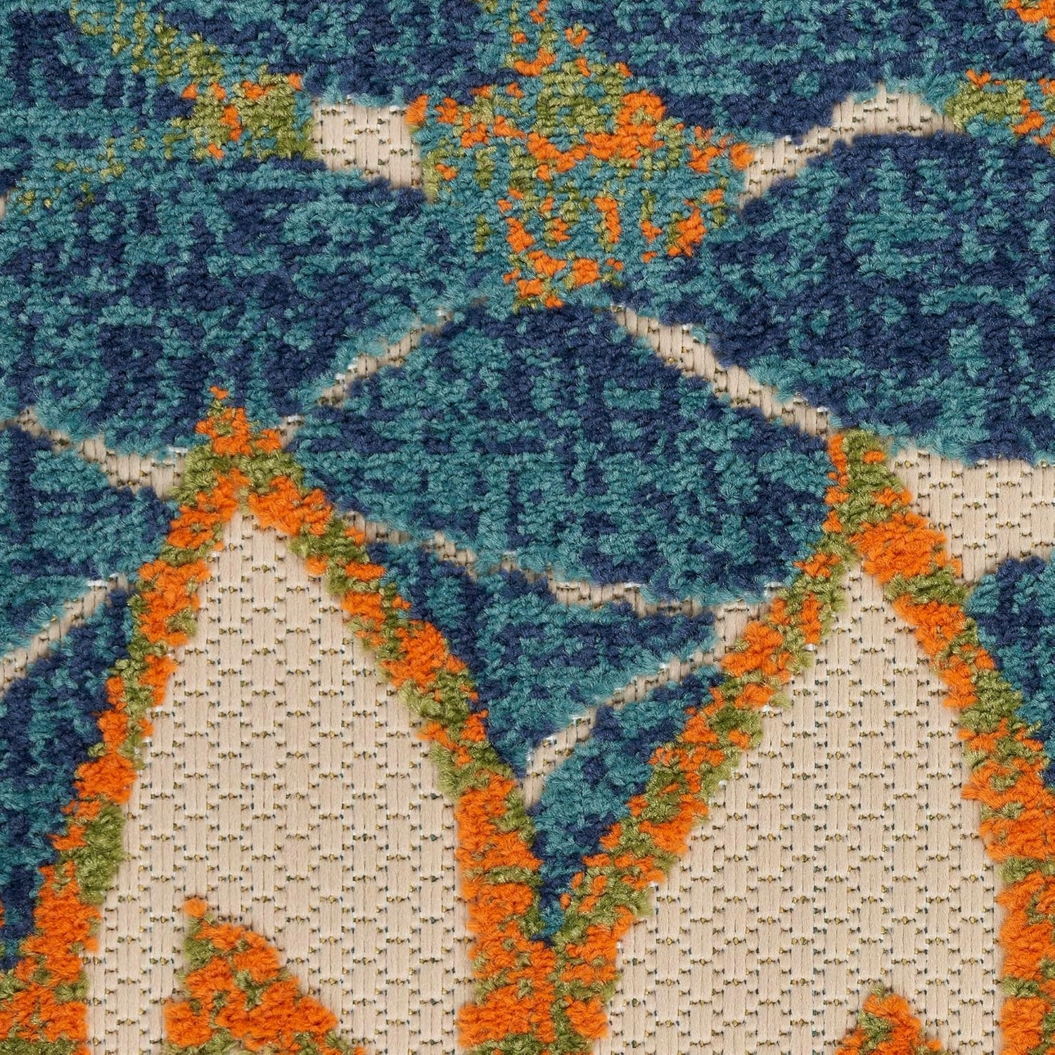Nourison Aloha Indoor/Outdoor Blue Green 2'3" x 8' Area Rug, Easy Cleaning, Non Shedding, Bed Room, Living Room, Dining Room, Backyard, Deck, Patio (2x8)