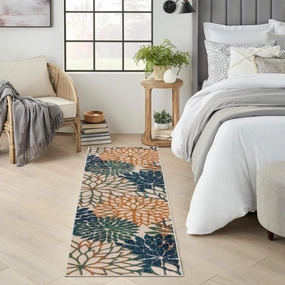 Nourison Aloha Indoor/Outdoor Blue Green 2'3" x 8' Area Rug, Easy Cleaning, Non Shedding, Bed Room, Living Room, Dining Room, Backyard, Deck, Patio (2x8)