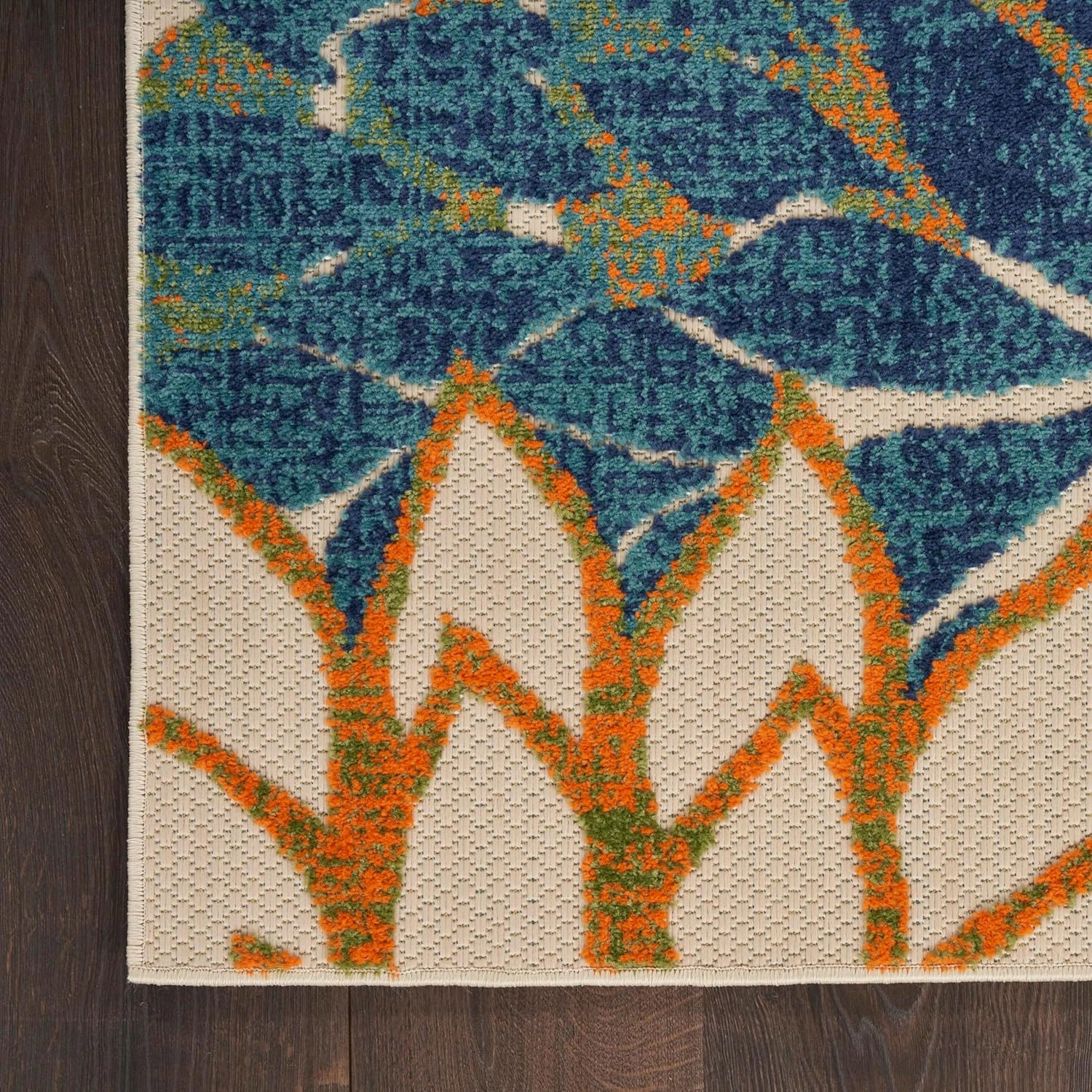 Nourison Aloha Indoor/Outdoor Blue Green 2'3" x 8' Area Rug, Easy Cleaning, Non Shedding, Bed Room, Living Room, Dining Room, Backyard, Deck, Patio (2x8)