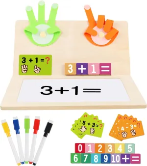 Number Blocks Toys for Kids Wooden Montessori Toys for 3 4 Years Old Boy Girl Toddler Fingers Arithmetic Educational Math Manipulatives with Whiteboard 5-7 Preschool Learning Activities Counting Game